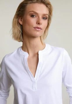 Online River Woods Witte V-hals T-shirt lange mouwen -