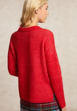 Fashion River Woods Wol-alpaca cardigan borstzak rood -