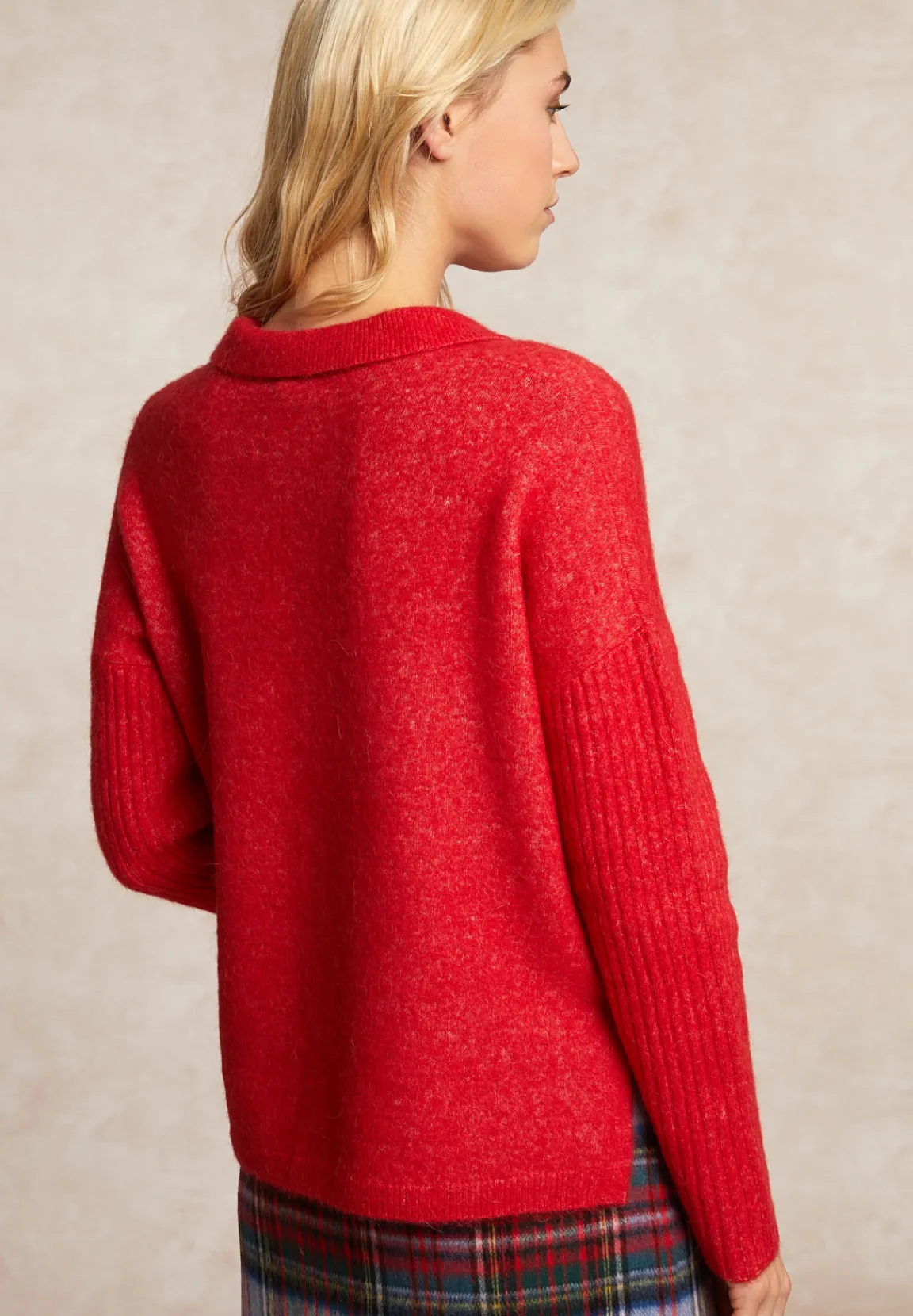 Fashion River Woods Wol-alpaca cardigan borstzak rood -