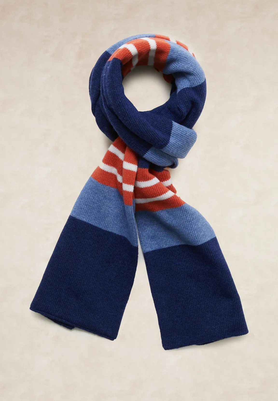 Outlet River Woods Wol-kasjmier gestreepte sjaal dk blue beard mix voor jongens -