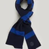 Fashion River Woods Wol-kasjmier gestreepte sjaal navy/oriental blue voor jongens -