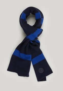 Fashion River Woods Wol-kasjmier gestreepte sjaal navy/oriental blue voor jongens -