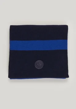Fashion River Woods Wol-kasjmier gestreepte sjaal navy/oriental blue voor jongens -