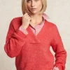 Fashion River Woods Wollen V-hals trui rood -