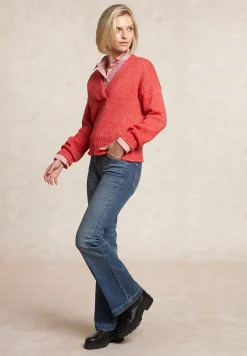 Fashion River Woods Wollen V-hals trui rood -