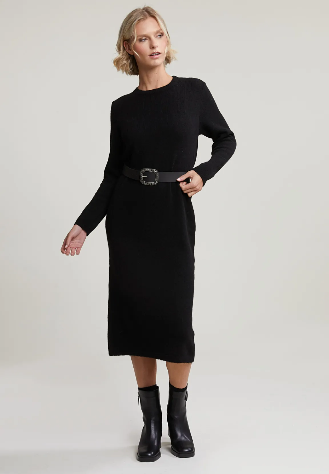 Clearance River Woods Zwarte lange jurk ronde hals -