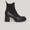 Outlet River Woods Zwarte lederen enkellaarzen hoge hak -
