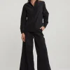 Best River Woods Zwarte taffeta wijde broek -