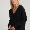 Discount River Woods Zwarte V-hals trui lange mouwen -